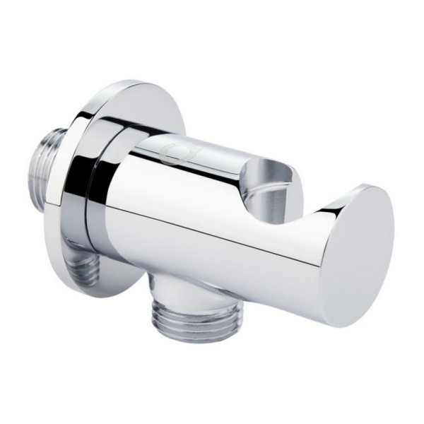 Подключение с держателем для шланга Qtap Spojeni округлое QTCRMBH030 Chrome