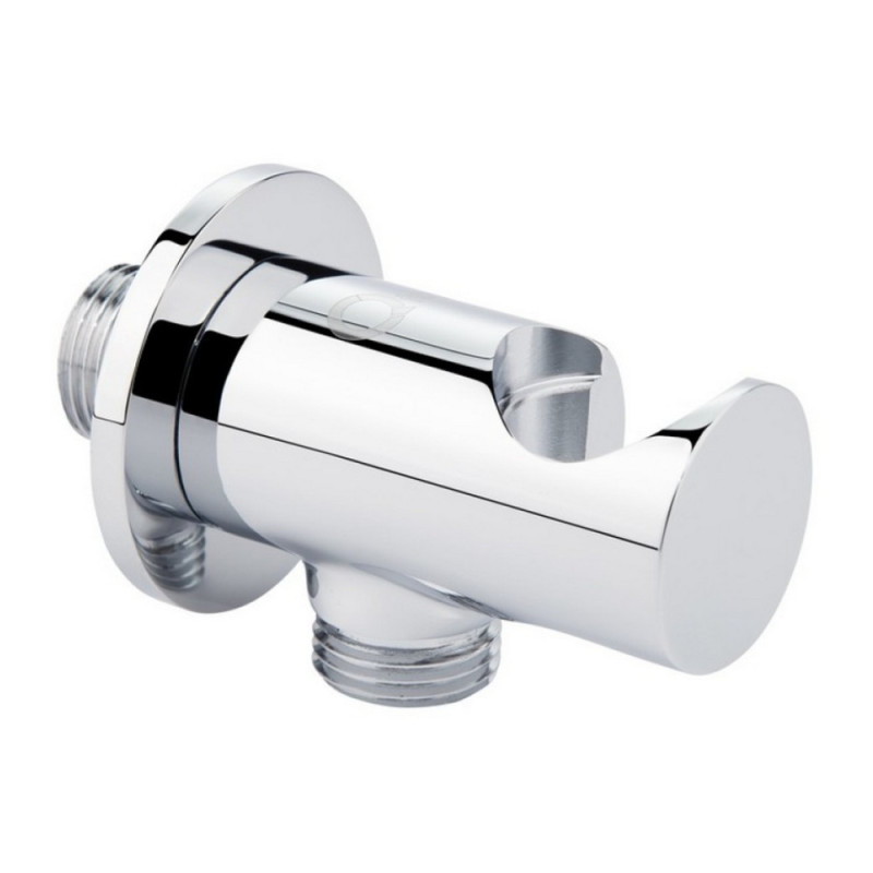 Подключение с держателем для шланга Qtap Spojeni округлое QTCRMBH030 Chrome