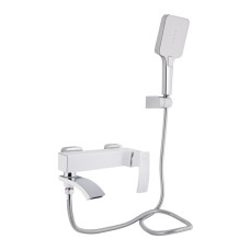 Змішувач для ванни Qtap Swan Cascada з поворотним виливом (з душовим гарнітуром) QTSWA260CRW45569 Chrome/White