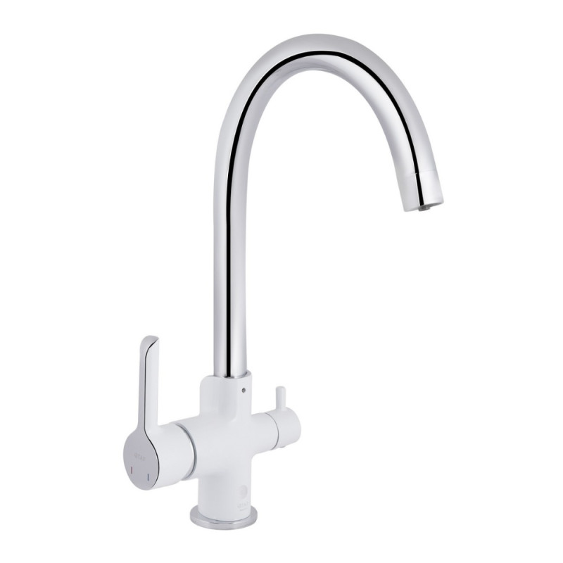 Змішувач для кухні Qtap Grand з підключенням для питної води QTGRA362CRW45668 Chrome/White