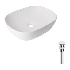 Комплект Qtap Aquarius: Раковина накладная прямоугольная 470x380x120 мм White + Донный клапан PU02