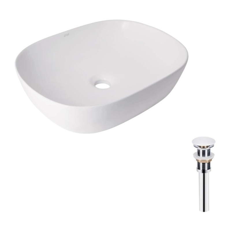 Комплект Qtap Aquarius: Раковина накладна прамокутна 470x380x120 мм White + Донний клапан PU02