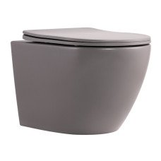 Унитаз подвесной Robin Ultra Quiet 490×365×325 мм, Stone Grey, с сиденьем Slim Duroplast / Soft-close / Quick Release QT13332381АSSG Qtap