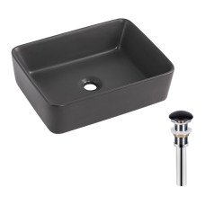 Раковина накладна Qtap Tern 480x370x135 мм, Anthracite, прямокутна, з донним клапаном QT17116069AN