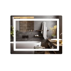 Дзеркало Lidz Kubis (KU2) 800х600 з LED-підсвічуванням Touch, з антизапотіванням, з димером, рег. яскравості LD78LF9048060