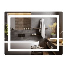 Зеркало Lidz Kubis (KU2) 800х600 с LED-подсветкой Touch, с антизапотеванием, с диммером, рег. яркости LD78LF9048060