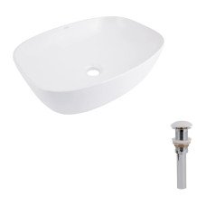 Комплект Qtap Cardinal: Раковина накладна 500×380×140 мм, White, овальна + Донний клапан Pop-up PU02