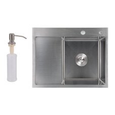 Мийка для кухні інтегрована Lidz Handmade H6350L крило ліворуч (LDH6350BRUL45588) Brushed Steel 3,0/1,0 мм