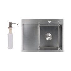 Мойка для кухни интегрированная Lidz Handmade H6350L крыло слева (LDH6350BRUL45588) Brushed Steel 3,0/1,0 мм