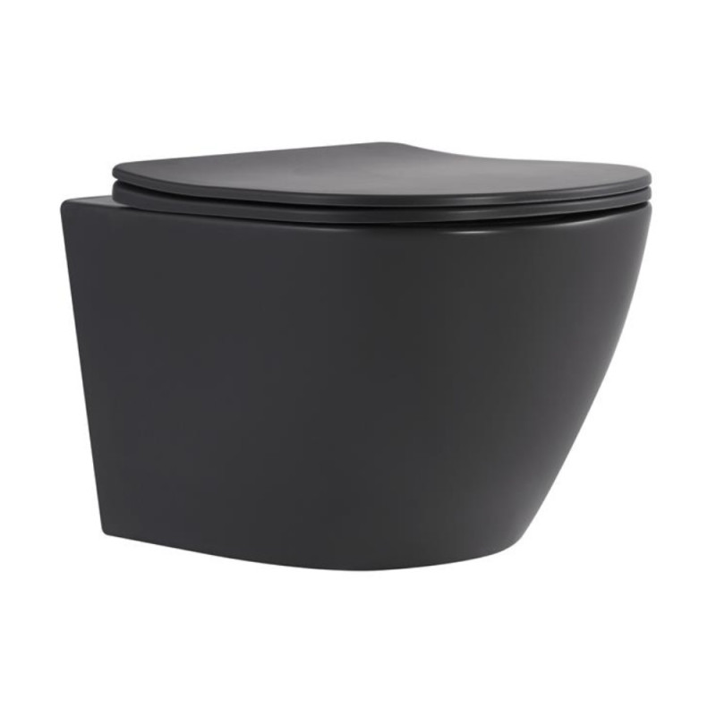 Унітаз підвісний Robin Ultra Quiet 490×365×325 мм, Anthracite, з сидінням Slim Duroplast / Soft-close / Quick Release QT13332381АSAN Qtap