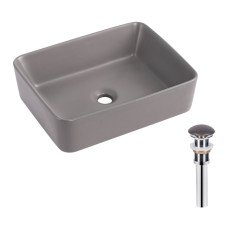 Раковина накладна Qtap Tern 480x370x135 мм, Stone grey, прямокутна, з донним клапаном QT17116069SG