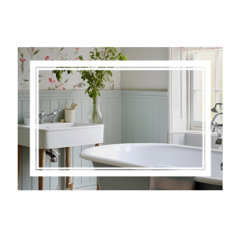 Дзеркало Qtap Cardinal (CA1) 800х600 з LED-підсвічуванням Touch, з антизапотіванням, з димером, рег. темп. кольору (3000-6500K) Reverse QT0478C8060