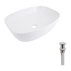 Комплект Qtap Cardinal: Раковина накладная 600x380x140 мм, White, овальная + Донный клапан Pop-up PU02