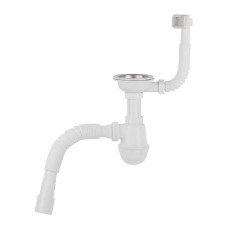 Сифон для кухонной мойки Lidz (WHI) 60 05 M001 01 EURO (выход 50 мм)
