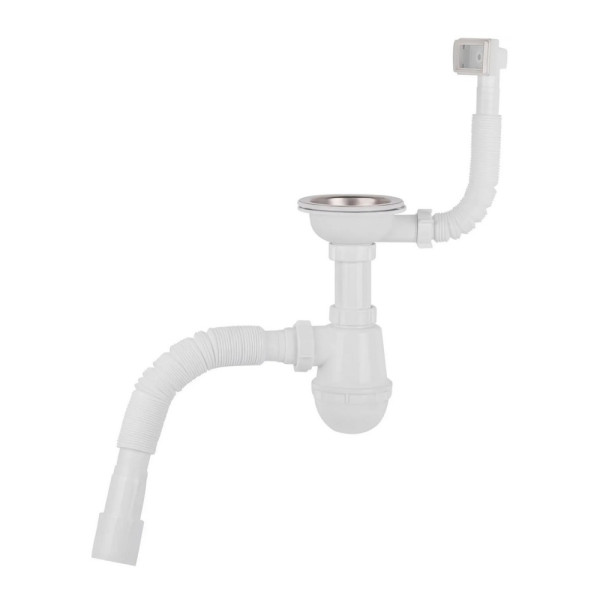 Сифон для кухонной мойки Lidz (WHI) 60 05 M001 01 EURO (выход 50 мм)