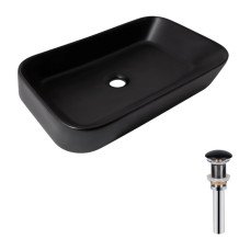 Комплект Qtap Scorpio: Раковина накладна прамокутна 550х390х120 мм Matt Black + Донний клапан PU03