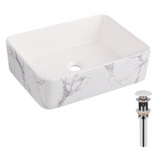 Раковина накладна Qtap Tern 480x370x135 мм, Marble, прямокутна, з донним клапаном QT17116069MR