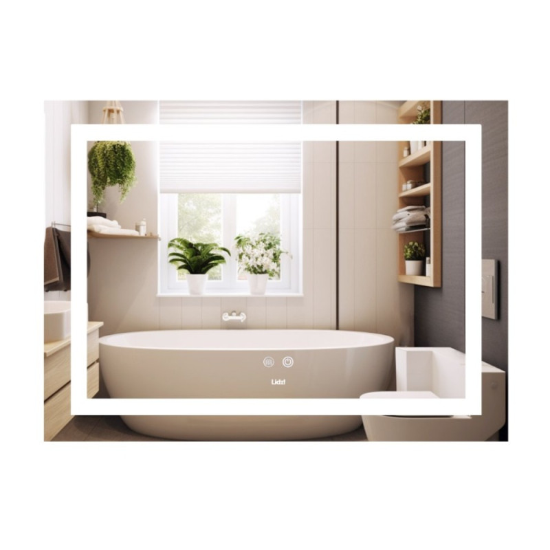 Дзеркало Lidz Kubis (KU1) 700х500 з LED-підсвічуванням Touch, з антизапотіванням, з димером, рег. яскравості LD78LF90448485