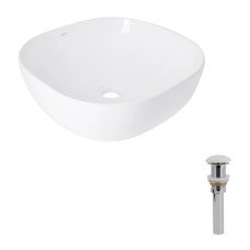 Комплект Qtap Kolibri: Раковина накладна 425x425x140 мм, White, квадратна + Донний клапан Pop-up PU02