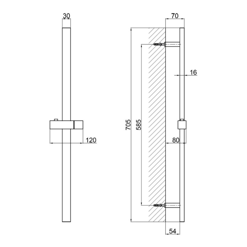 Душова стійка з тримачем універсальна Qtap Lepit 705 мм прямокутна QTLEP82103NB Black Matt