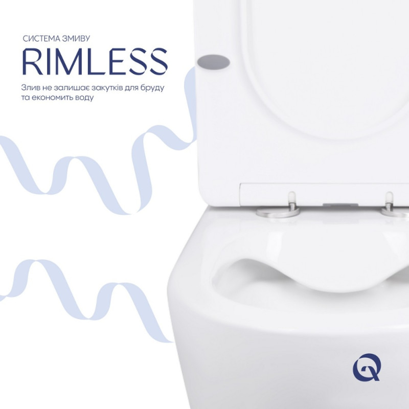 Унітаз-компакт Qtap Stork/Swan безобідковий з сідінням Soft-close QT15222178W