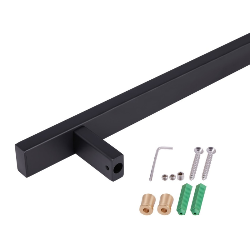 Душова стійка з тримачем універсальна Qtap Lepit 705 мм прямокутна QTLEP82103NB Black Matt