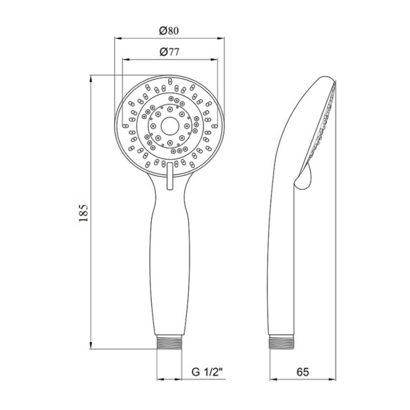 Лійка для ручного душу Лейки Lidz Niagara 05 80 мм округла LDNIA05CRM22037 Chrome