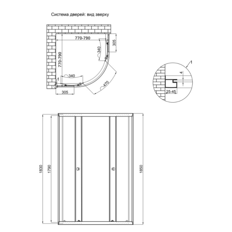 Душова кабіна Lidz Latwa SC80x80.SAT.LOW.GR, скло тоноване 4 мм без піддона