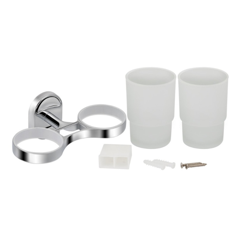 Склянка з тримачем Lidz Oreo 0402 подвійний настінний (матове скло) LDORE0402CRM22164 Chrome