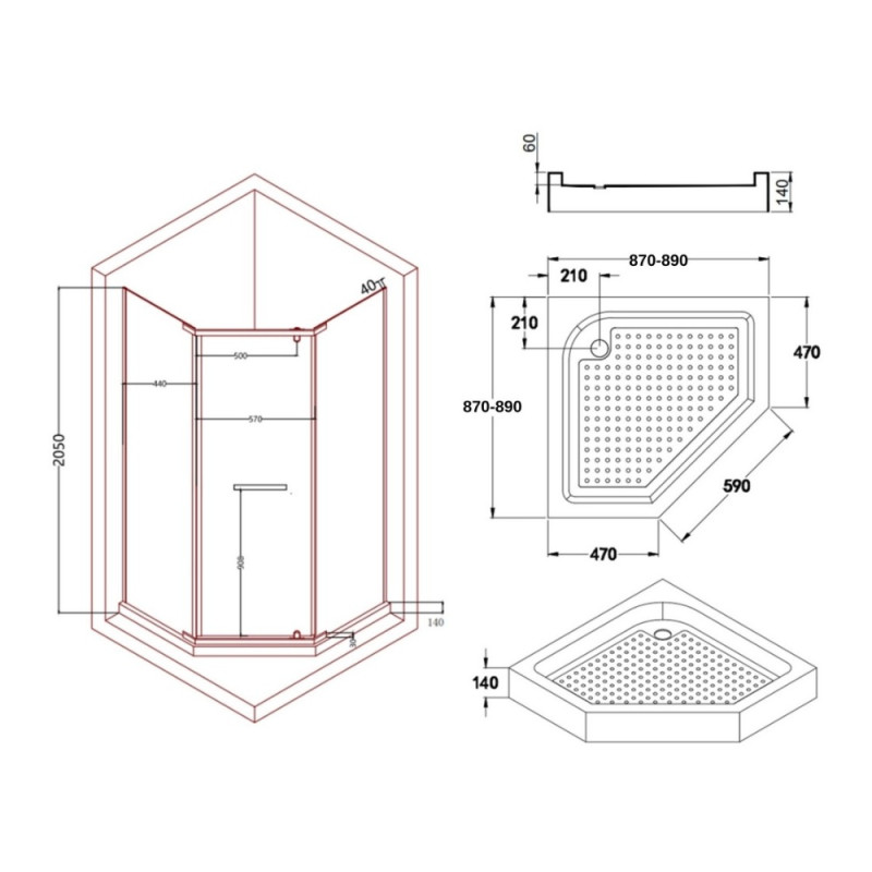 Душевая кабина Lidz Dozorca SC90x90.CRM.LOW.TR, стекло прозрачное 6 мм