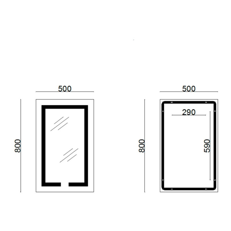 Зеркало Lidz Kubis 500х800 с LED-подсветкой Touch, с антизапотеванием, с диммером, рег. яркости LD78LF9365080