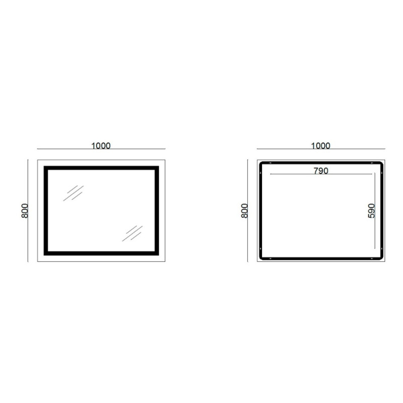 Зеркало Lidz Kubis 1000х800 с LED-подсветкой Touch, с антизапотеванием, с диммером, рег. яркости LD78LF61410080