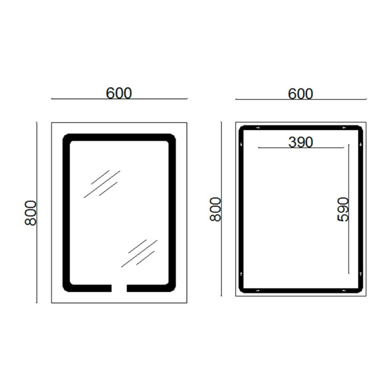 Зеркало Lidz Kubis 600х800 с LED-подсветкой Touch, с антизапотеванием, с диммером, рег. яркости LD78LF9376080