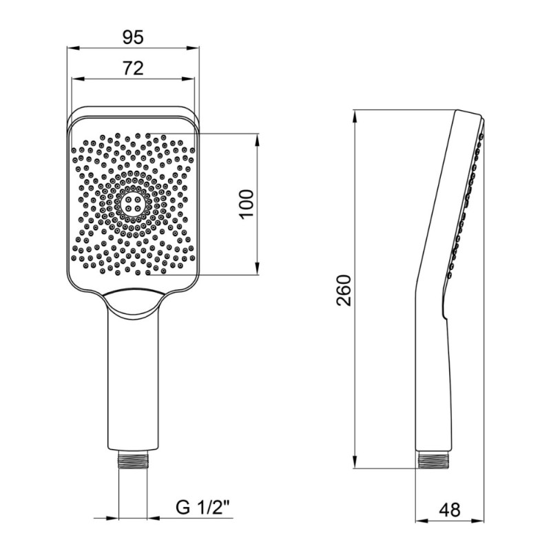 Qtap Rucni Лійка для ручного душу 145x90 мм прямокутна QTRUCA145S1GRP Graphite