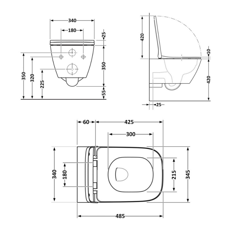 Унітаз підвісний Qtap Crow безобідковий з сідінням Soft-close QT05335171W
