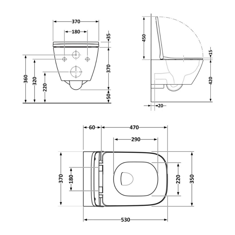 Унітаз підвісний Qtap Gemini безободковий з сидінням Soft-close QT2533076EUQW