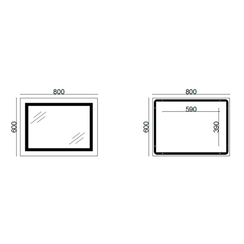Дзеркало Lidz Kubis 800х600 з LED-підсвічуванням Touch, з антизапотіванням, з димером, рег. яскравості LD78LF9047400
