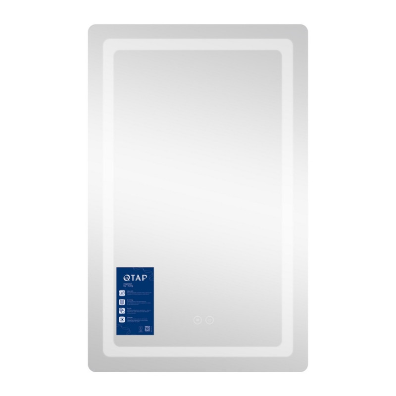 Дзеркало Qtap Mideya (DC-F911) 500х800 з LED-підсвічуванням Touch, з антизапотіванням, димером QT2078F911W