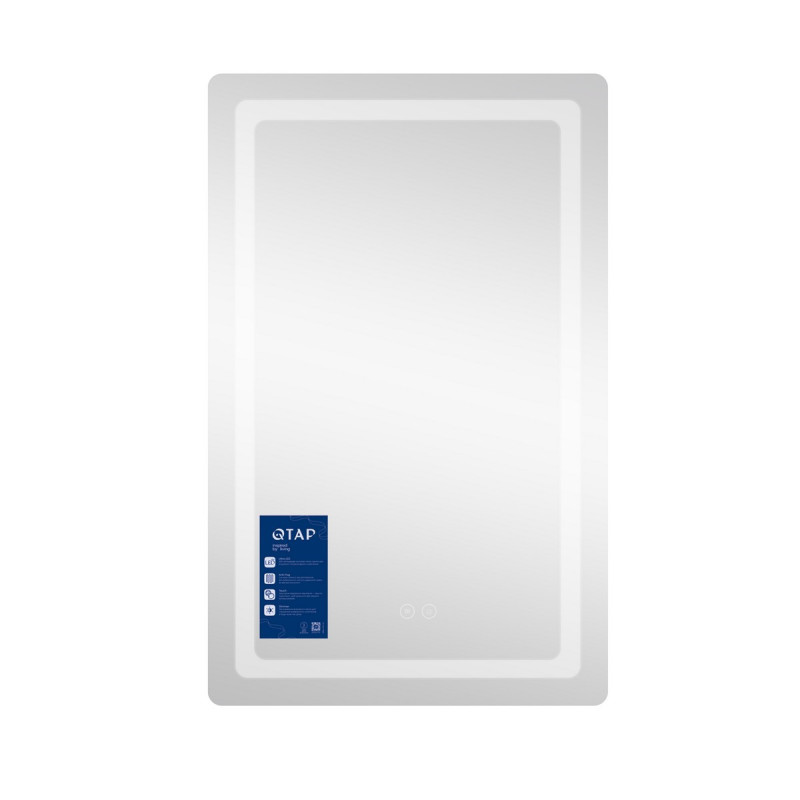 Зеркало Qtap Mideya (DC-F911) 500х800 с LED-подсветкой Touch, с антизапотеванием, диммером, рег. яркости QT2078F911W