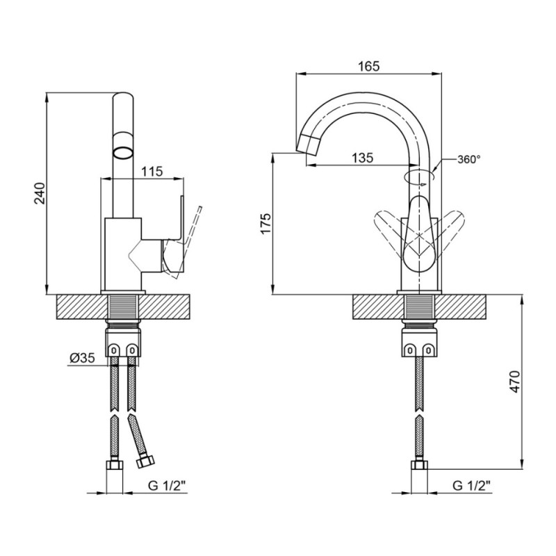 Смеситель для кухни Lidz Vida 015F2 (k35) LDVID015F2NKS43353 Nickel