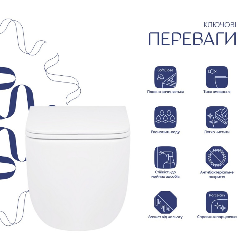 Унітаз підвісний Qtap Gemini безободковий з сидінням Soft-close QT2533076EUQW