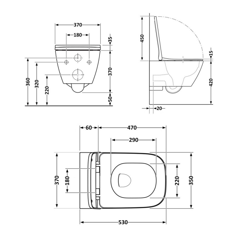 Унитаз подвесной Qtap Gemini безободковый с сиденьем Soft-close QT2533076EUQMB
