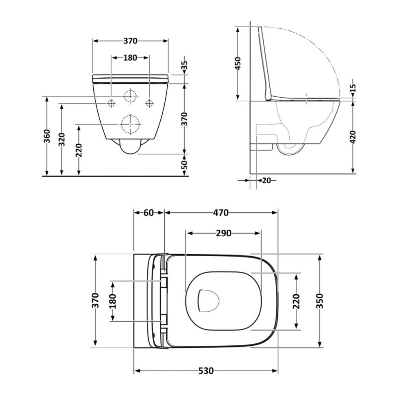 Унитаз подвесной Qtap Gemini безободковый с сиденьем Soft-close QT2533076EUQMB