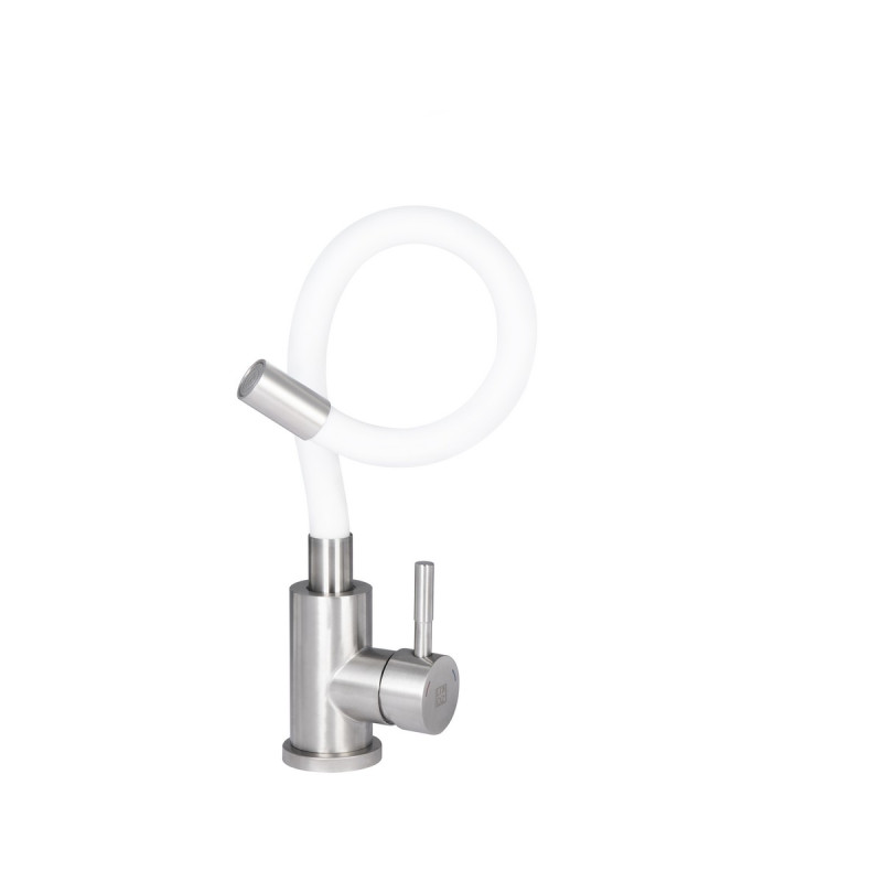 Змішувач для кухні Lidz Aria 015F3 з гнучким виливом (k35) LDARI015F3WHI43362 White / Nickel
