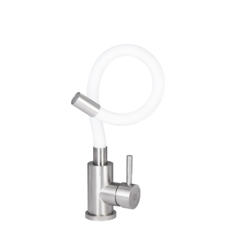 Смеситель для кухни Lidz Aria 015F3 с гибким изливом (k35) LDARI015F3WHI43362 White / Nickel