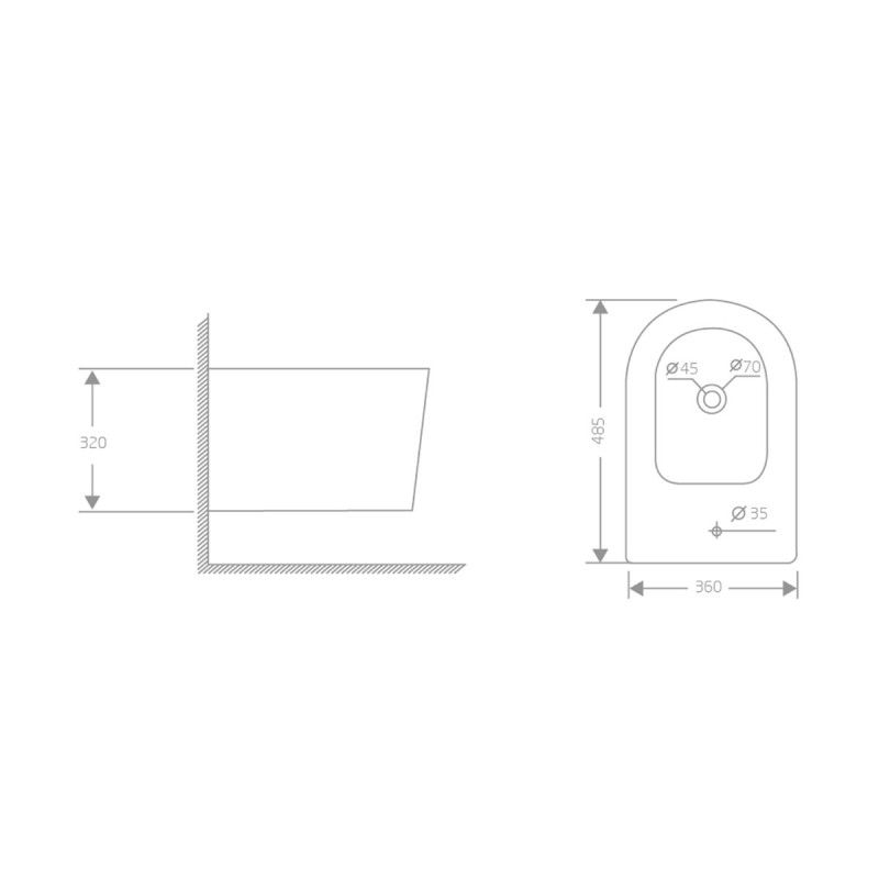 Биде подвесное Qtap Swan 485х360х320 мм, White QT16555379W