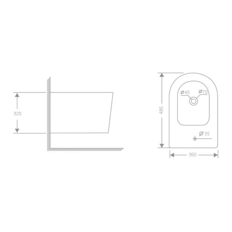 Биде подвесное Qtap Swan 485х360х320 мм, White QT16555379W