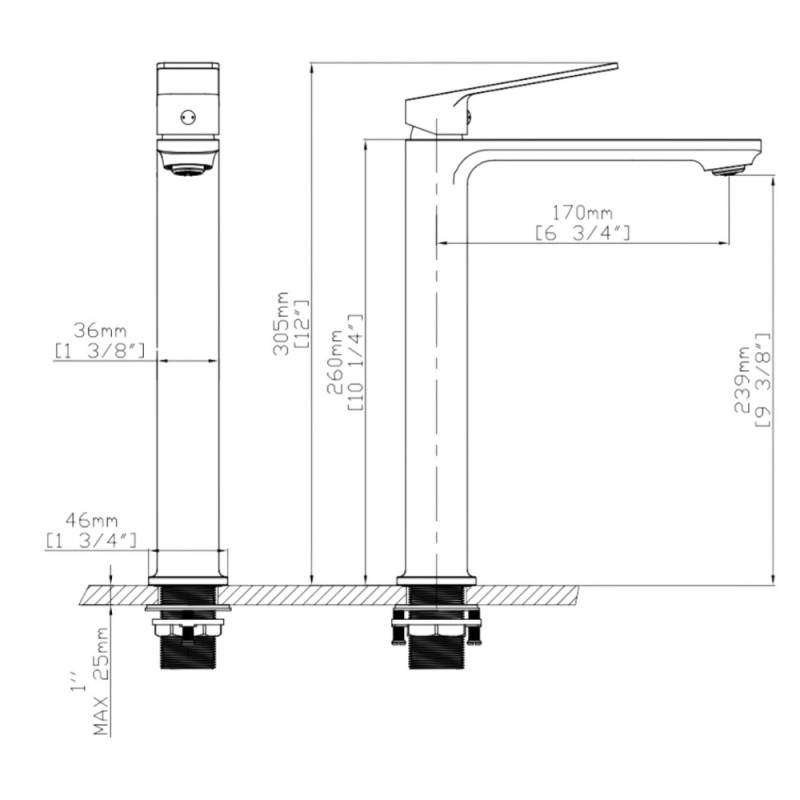 Змішувач для раковини високий Qtap Capricorn, Chrome (k26) QTCAP1060H102C48220