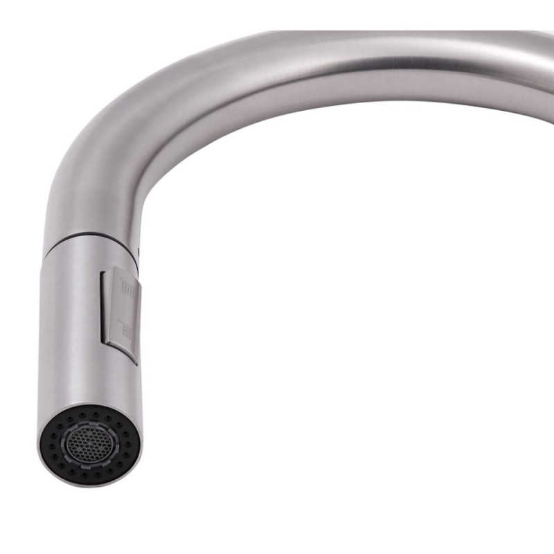 Змішувач для кухні Qtap Lenicka з висувним виливом QTLEN9138103UN Brushed Nickel PVD