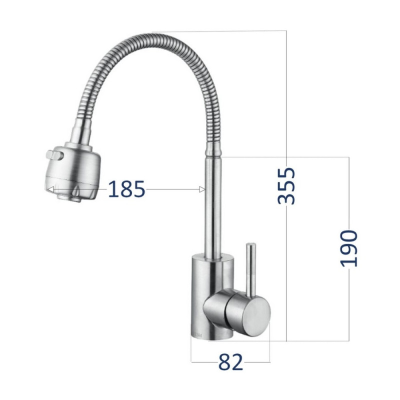 Змішувач для кухні Lidz Aria 015F41 з гнучким виливом (k35) LDARI015F41NKS45306 Nickel